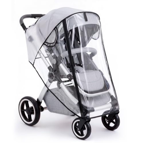 Clear Stroller Rain Cover for Travel Strollers Waterproof Recessed Zipper Design Breathable Mesh Vents Easy Access Protects from Rain Wind Dust Snow