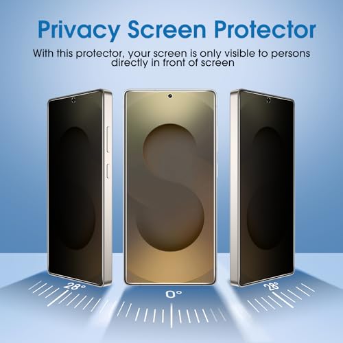 Image of amFilm OneTouch for Samsung Galaxy S24+ Plus Privacy Screen Protector 2025 | 30s Auto-Alignment, Bubble Free, Tempered Glass, 28 Anti Spy, Shatterproof, Camera Lens Protector 2+2 Pack (S25U-6.9'')