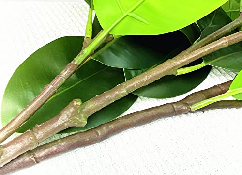 Artificial Rubber Tree Plant Lifelike Tropical Burgundy Ficus Elastica Tree Houseplant Branch For Home Office Decoration (Dark Green - Pack Of 2) #TOP6