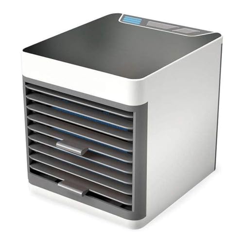 Portable Mini Air Conditioner 3-in-1 Personal Evaporative Cooler Humidifier and Purifier Rechargeable 3 Speeds with Handle and LED Lights for Home Office and Bedroom