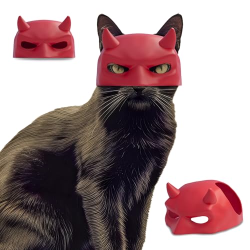 BIANCO Handmade BatCat Mask Cosplay, Bat Style Cat Mask, Pet Costume Accessory, Fun and Adorable Superhero Cosplay Mask for Cats, Black CatBat Cosplay Halloween Mask Hat for Cats, Cat Apparel (Small-Medium)