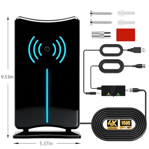Image of Digital Antenna for Smart TV Indoor Outdoor,HDTV Antenna for All TVs,Supports 4k 1080p Indoor Antenna /Outdoor Antenna with Amplified,Long Range Reception 16.4FT Antennas for Tvs Without Cable (Green)