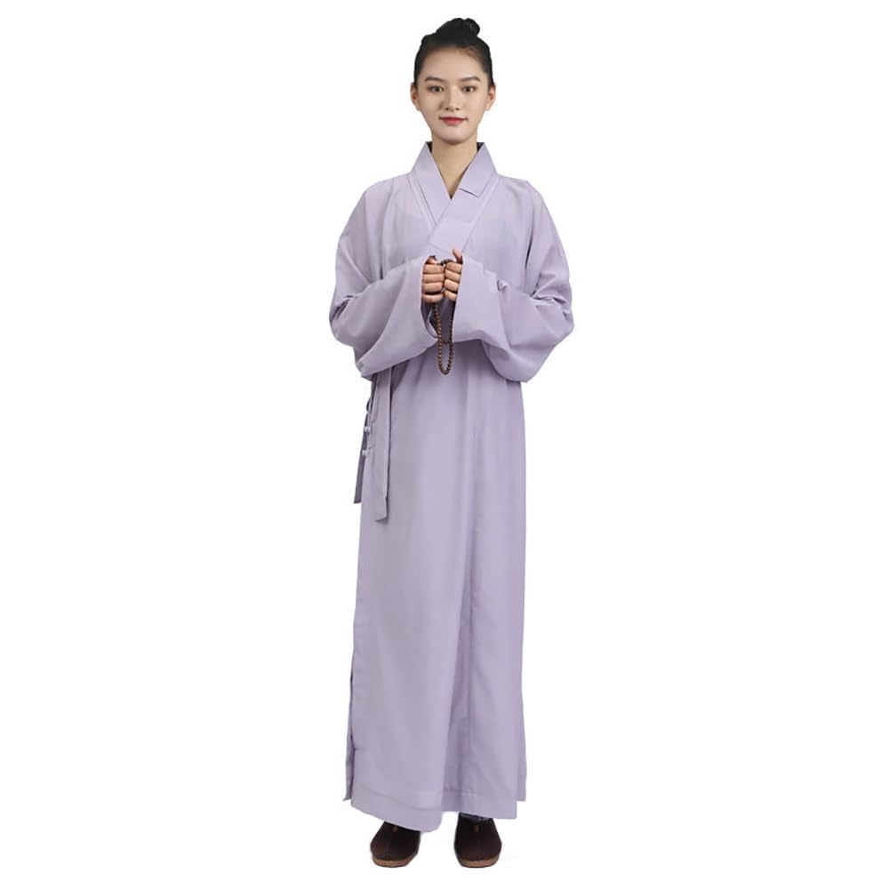 XYERDLYN Women's Zen Practice Monk Robe Summer Men's Loose Breathable Traditional Buddhist Meditation Costume(Gray,S)