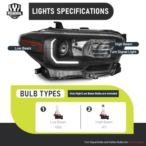 ROADEAL Headlights W/LED DRL for 2016-2022 Toyota Tacoma models by ROADEAL - Used condition - Image 3