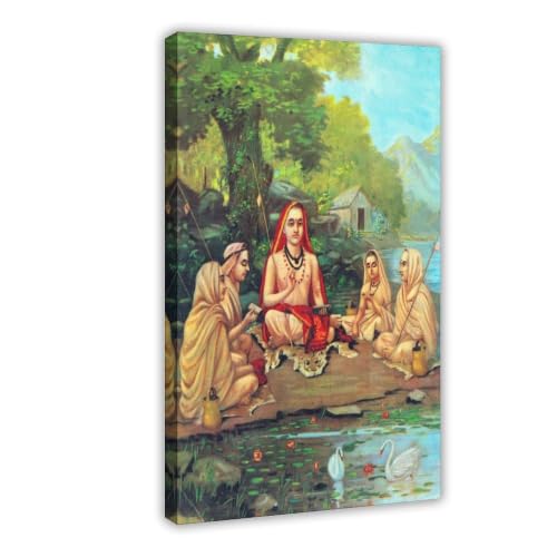 Impression sur toile Adi Shankara Raja Ravi Varma cadre suspendu 41x61 cm