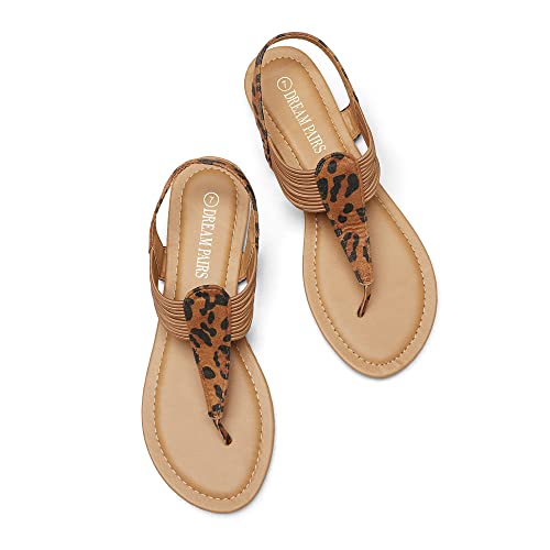 Dream Pairs Spparkly Women's Elastic Strappy String Thong Ankle Strap Summer Gladiator Sandals New Leopard Size 10 #TOP2