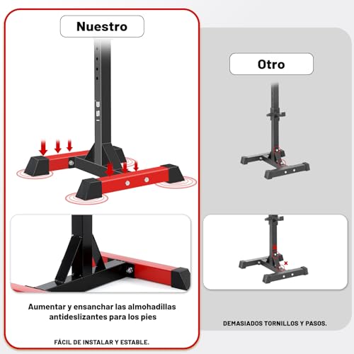 Miniatura 3 de Ise Soporte Barra Pesas Ajustable, Soporte Pesas Barra, Rack Sentadillas Y Press Banca Squat Rack Stand Gym Para Fitness, Soporte Para Pesas De Levantamiento Gimnasio Para Banco De Peso, Máx 200kg