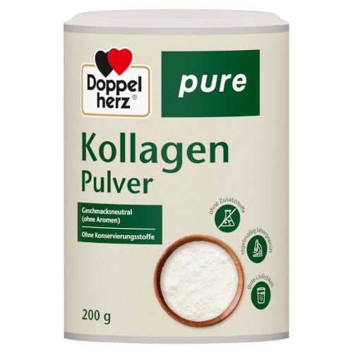Doppelherz pure Kollagenpulver - geschmacksneutral - leicht löslich - ohne Konservierungsstoffe und Aromen - kontrollierter Rohstoff aus Weidehaltung - 200 g