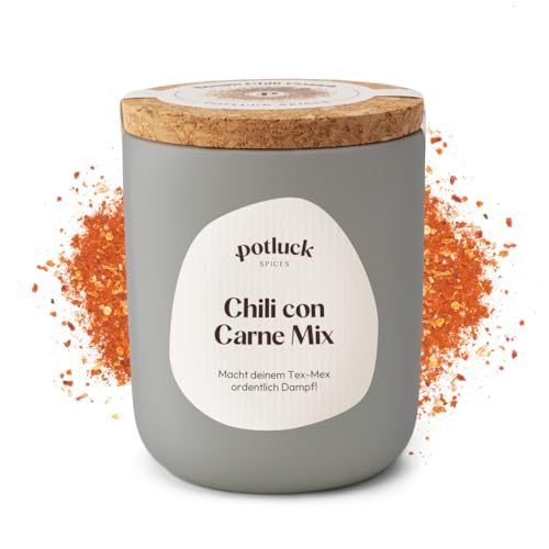 Potluck | Chili con Carne Mix | Gewürzzubereitung im Keramiktopf | 80g | Natürlicher Geschmack ohne Zusätze in hochwertiger Keramik