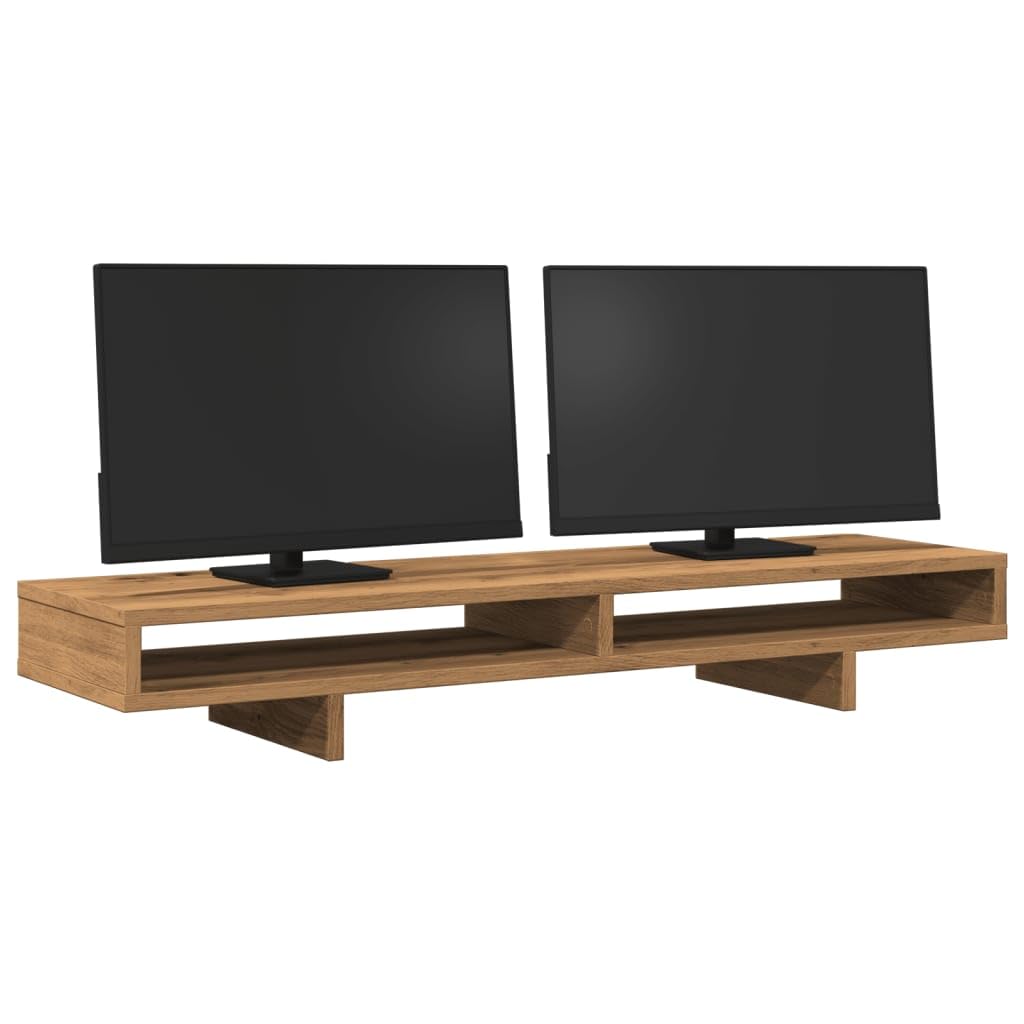 Leasha Rehausseur Écran PC Bureau, Réhausseur d'Écran Support de Moniteur chêne artisanal 100x27x15cm bois ingénierie