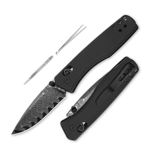 Image of Kizer Aegis EDC Pocket Knife, 2.8 inch Damascus Steel, Black G10 Handle
