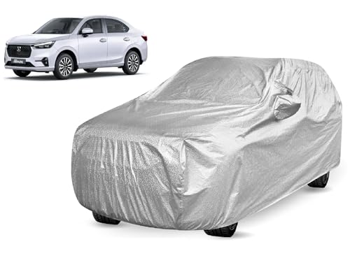Image of Auto Hub Car Cover Compatible with Amaze (Model -2024-Till Date) with Mirror Pocket, Amaze Car Cover Waterproof, Metallic Silver