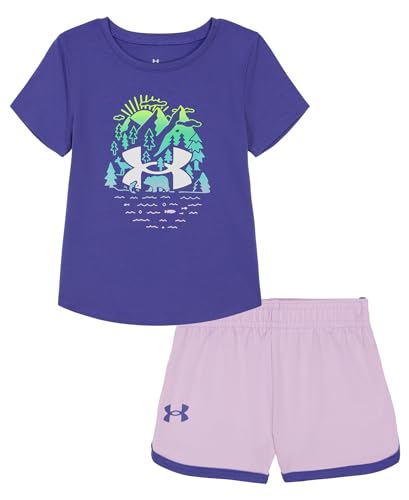 Image of Under Armour Girl's 2-Piece Short Sleeve Graphic Tee and Shorts Set, Outdoor Collection