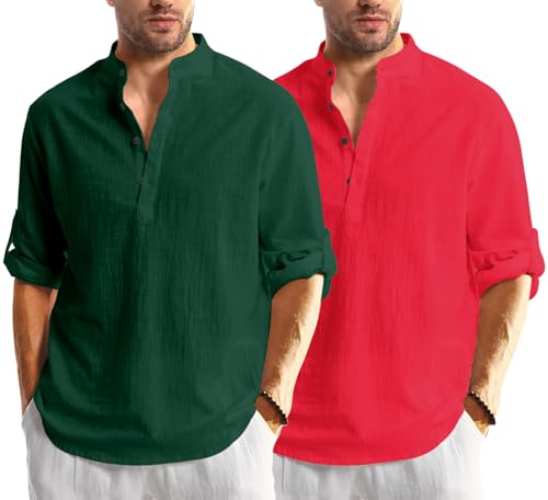 Image of Combo of Men Solid Cotton Blend Straight Kurta Shirt Pack of 2