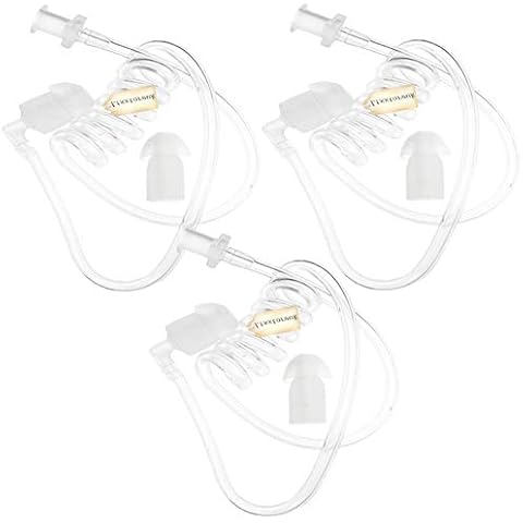 Replacement Acoustic Coil Audio Air Tube with Mushroom Earbuds Ear Tips for Two Way Radio Audio Headset Kit Walkie Talkie Earpiece,White Color, Pack of 3, By Ltsstoreuk Cover