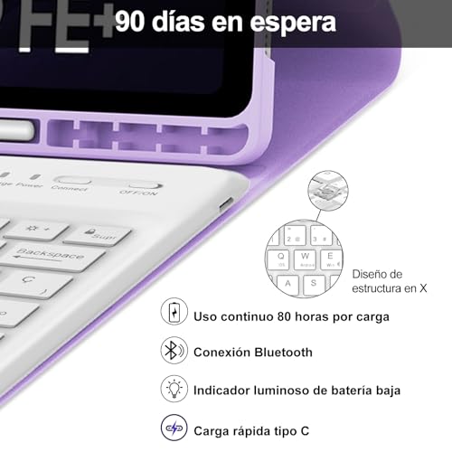 Evita arañazos en tu Samsung Galaxy Tab S9 FE+ con esta funda protectora y teclado Bluetooth Ñ 4
