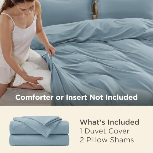 Image of Bedsure Oversized Queen Duvet Cover, Double Brushed Bedding, Mineral Blue | For Kids & Adults, 98 inchx98 inch Comforter Cover, Hotel Luxury, All Season, Breathable, Easy Care, Lightweight, Zipper Closure