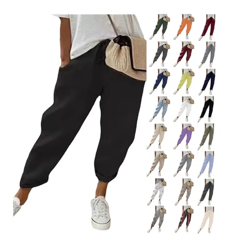 Generic Womens Casual Linen High Waist Pants Drawstring Loose Fit Summer Flowy Beach Palazzo Trousers with Pockets3