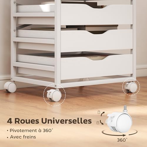 Caisson bureau mobile blanc pour libérer de l'espace de travail - 5