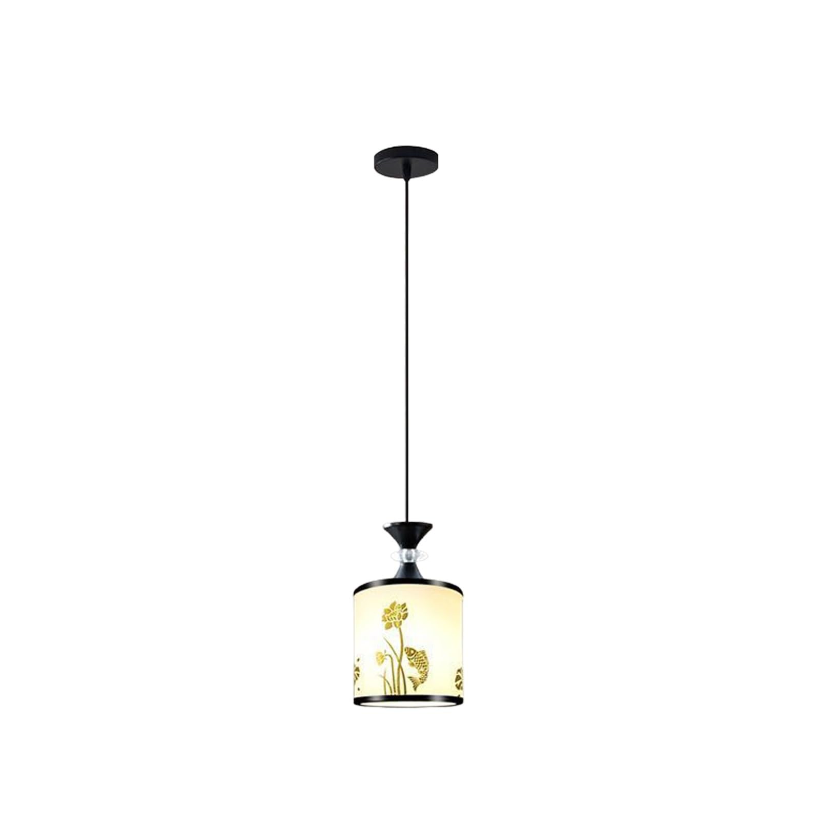 Crystal And Glass Cylinder Light, 4.7" E27 Hanging Lamp With Textured Detail, Modern Lighting For Dining Room, Island, Hallway, Living And Bedside Spaces Anteroom(Black)/Black