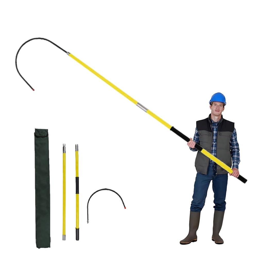 JKJZSALJ Fiberglass Electrical Rescue Hook, 10-220 Kv Factory Hotstick With Non-Slip Handle, 3.3-9.8' Reach And 18' Opening, Supports 220 Lbs,Yellow,2.0m/6.6ft