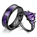 Personalized Promise Rings for Couples Set with 2 Stainless Steel Matching Rings for Him and Her Set Wedding Engagement Gifts for Couples, Gift Bag Included