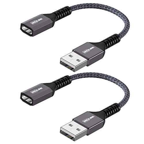 BrexLink USB C Female to USB Male Adapter Cable(2-Pack), Type C to USB A Adapter, Compatible with Laptops, Power Banks, Chargers, and More Devices with Standard USB A Ports (Grey)