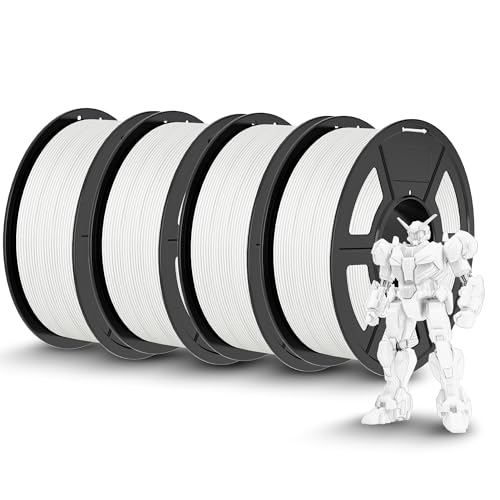 Image of TECBEARS Matte PLA 3D Printer Filament 1kg*4, PLA Filament 1.75mm, High Toughness Matte Filament, 4* White