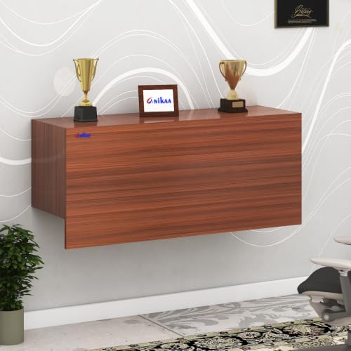 Image of Anikaa EduDesk Wall Mounted Foldable Study Table with Storage Shelves, Floating Wall Desk for Home Office, Laptop & Computer Desk, Engineered Wood, Space-Saving Fold-Down Workstation (DIY Assemble).
