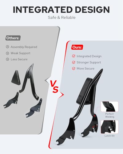 Benlari PASSENGERSISSYBAR Backrest Sissy Bar, 26 Inch Integrated Passenger Backrest Quick Release Detachable Motorcycle Fit thumb #2