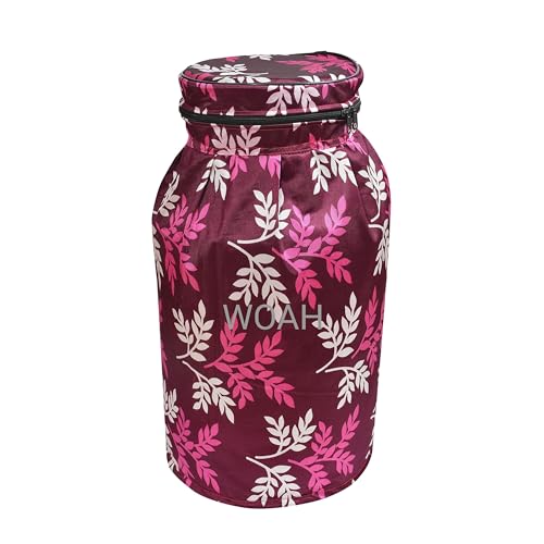 Image of Woah Cotton DustProof and Dustproof LPG Gas Cylinder Cover| Top Design Stain| Dust| DustProof PVC LPG Gas Cylinder Cover, Polyester Gas Tank Cover Fits StandardG (Pack of 2, Purple Leaf)