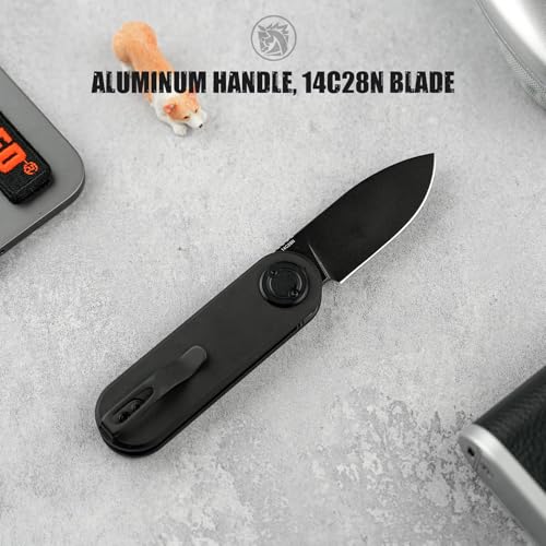 Image of Vosteed Corgi V Pocket Knife - 2.36 inch 14C28N Black Stonewash Blade - Patented Vanchor Lock, Black Aluminum Handle - EDC Knife Camping Folding Knife - A3701