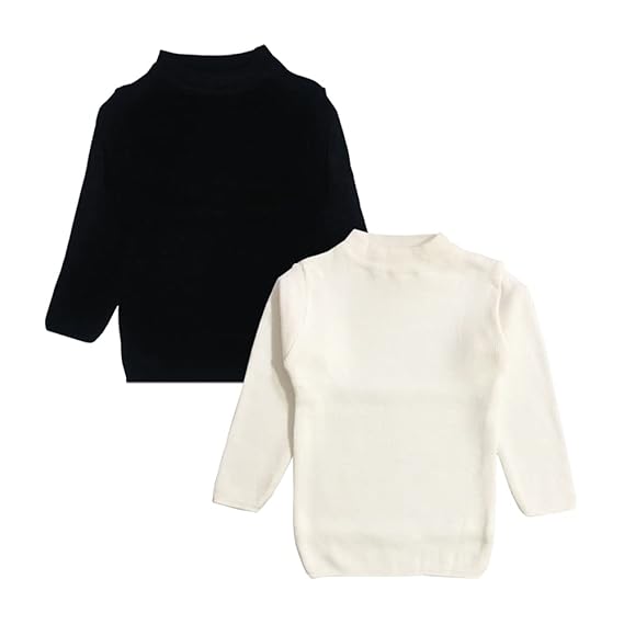 CLAP Unisex Kids Woolen Warm Full Sleeves Skivi/Sweater/Inner for Winter ? Combo Pack of 2