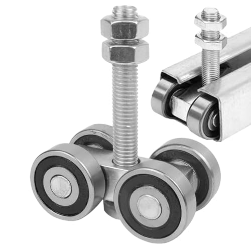 Ruedas de puerta de granero, sistema de riel deslizante flotante, piezas de accesorios de ruedas de riel resistente, accesorios de cobertizo, puerta corrediza plegable resistente