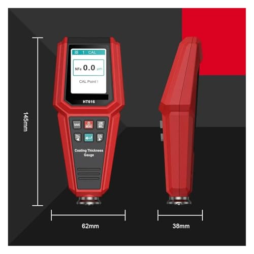 Medidor de grosor de recubrimiento HT616 para automóvil 0-1500UM, probador de pintura para medición y almacenamiento de datos de calibración miniatura 2