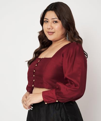 Image of studio rasa Women's Plus Size Chroma Button Down Crop Top for Wedding Festive Party