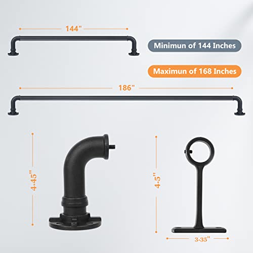 Merjulan Curtain Rods, Industrial Curtain Rod, Outdoor Curtain Rod, Black Curtain Rod, Rustic Curtain Rod, Room Divider Curtain Rod, 1 Inch Industrial Curtain Rods, 30 To 168 Inch, Black #TOP6