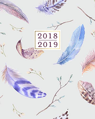 2018 - 2019 Weekly Planner: Boho Vintage Bird Feathers 16 Month Agenda Book...