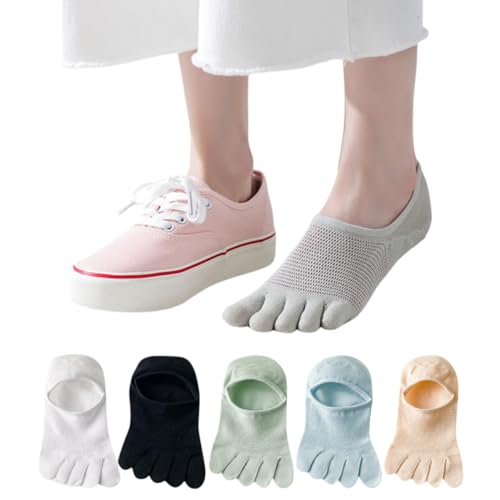 [IPPON] 5本指ソックス レディース 5足 セット 五本指 靴下 浅履き ショートソックス 脱げない 綿 抗菌防臭 水虫 足の臭い No.107のサムネイル