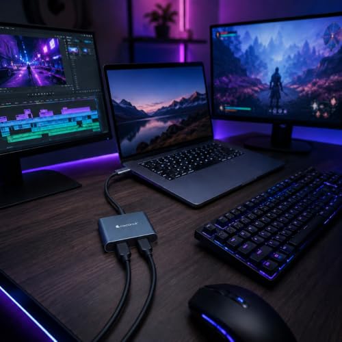 Image of Coconut Type C Dock with Dual HDMI, USB & PD Charging Port | 4 Port - 4K HDMI USB C Hub for Laptop, Dual Monitor Adapter for Windows & MacBook, Type C Hub for Streaming, Trading, Multi Screen Setup