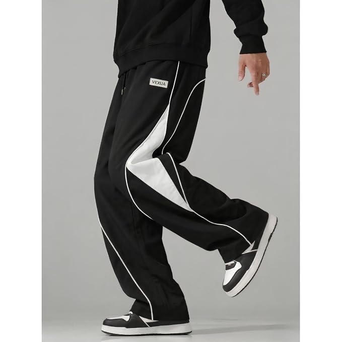 Image of Men's Stylish Track Pants, Loose Fit Joggers with Elastic Waistband, Comfortable Sports Lower for Gym, Running, Workout, Casual Wear & Daily Use