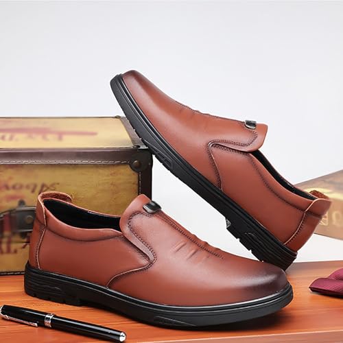 Men's Premium Cowhide Leather Slip-On Shoes Anti-Slip Casual Lightweight Breathable for Walking, Travel, Office2