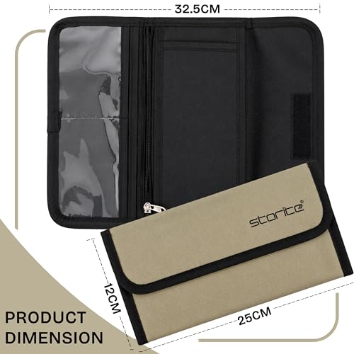 Image of Storite 1 Pack Two Wheeler /Car Document Holder (Beige-25.5 x 12 cm) | Vehicle Registration & Insurance Organizer with Sleek Design and Secure Storage Fits Driving Licence, RC Book, PUC