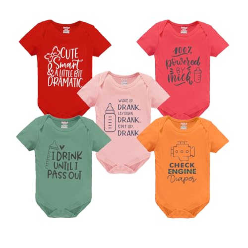Image of kiddeo Baby Boy's and Baby Girl's Bodysuit(pack of 5)