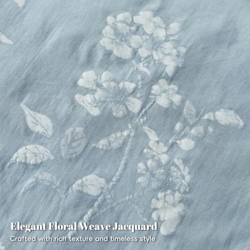 Image of PHF Cotton Jacquard Comforter Set Twin, Soft Breathable, Stormy Blue