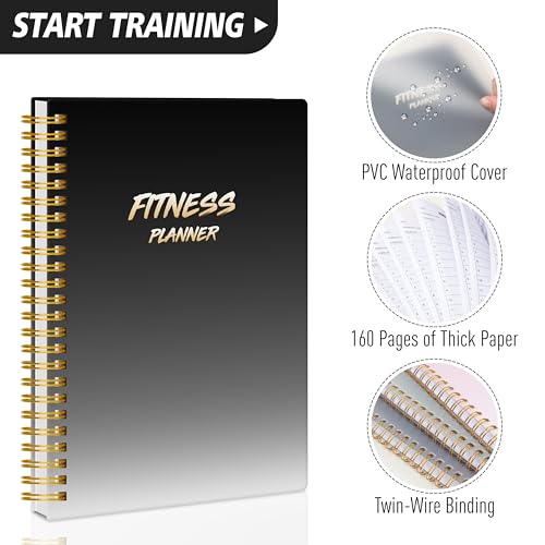 Fitness Journal Workout Planner for Women & Men - A5(5.5" x 8.5") Sturdy Workout Log Book for Gym & Personal Home Workouts - Black - Image 3
