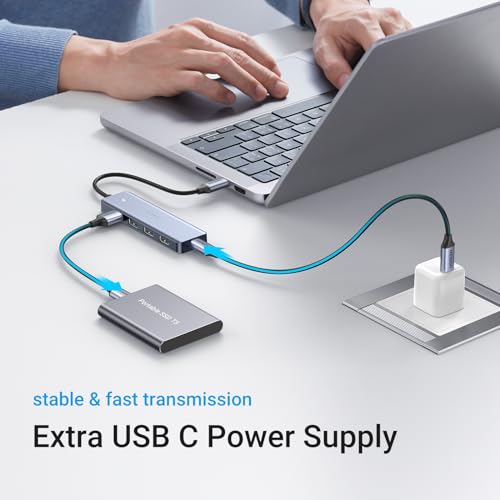 UGREEN Hub USB C 4 portas, hub USB C para USB com 4 USB 3.0, divisor USB C alimentado para laptop, M