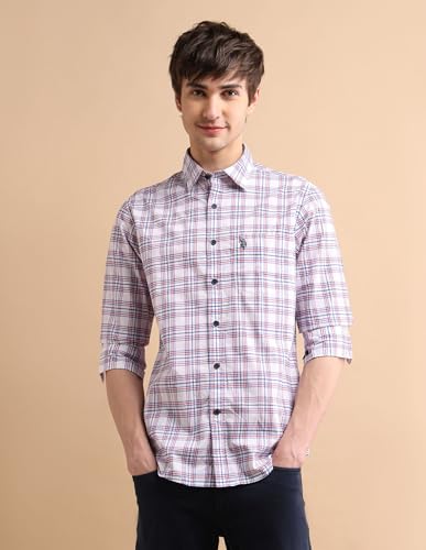 Image of U.S. POLO ASSN. Checked Regular Fit Cotton Shirts for Men - 100% Cotton, Full Sleeve Mens Casual Shirts