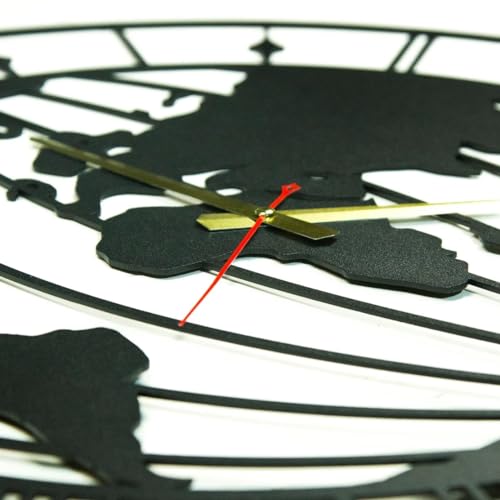 Image of Wall Clock Stylish Metal Analog Wall Clock for Living Room, Bedroom, Office, Kitchen, Home and Hall | Antique Fancy Big Size Modern Wall Watch (Black ST-7, 40 CM)