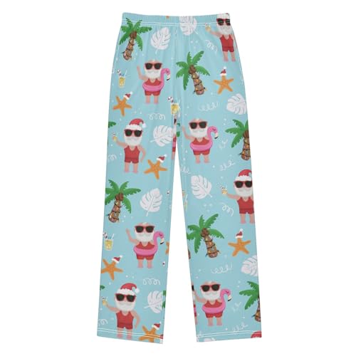 Boys' Pants Tropical Christmas Summer Santa Claus Long Bottoms Jogger Pants Elastic Waist Trousers with Pockets S-XL